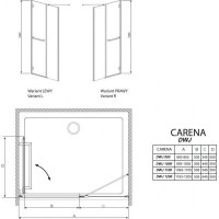 Душевая дверь RADAWAY Carena DWJ 90, 34302-01-01NL/R