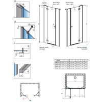 Душевая дверь RADAWAY Essenza Black DWJS 110, 385030-54-01 L/R + 384090-54-01