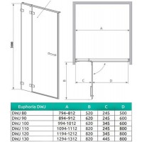 Душевая дверь RADAWAY Euphoria DWJ 80, 383512-01L/R + 383212-01L/R