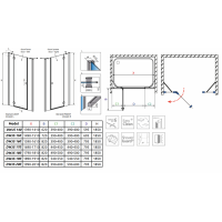 Душевая дверь RADAWAY Torrenta DWJS 140, 320612-01-01L/R + 320343-01-01 + 320343-01-01