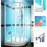 Душевая штора Ravak SUPERNOVA SKCP4 - 90 FREE Transparent (прозрачная), стекло, полукруглая, сатин