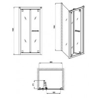 Душевые двери  KOLO GEO 6 80 bifold стекло PRISMATIC (GDRB80205003