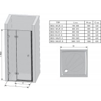 Душевые двери Ravak BRILLIANT BSD 2 - 100 A-R Transparent, хром, безопасное стекло