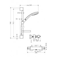 Душевой набор Hansgrohe Croma 100 Multi 0,9м +термостат  27085000