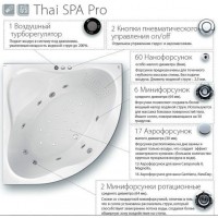 Гидромасажная Ванна Ravak 10* Thai SPA Pro 160x95 асимметричная левая (панель+опора+крепление+гидромассаж)