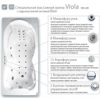 Гидромасажная ванна Ravak Viola Base 180х85 прямоугольная (опора+гидромассаж+сифон)