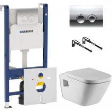 Инсталляция GEBERIT Duofix 458.126.00.1 с панелью смыва Delta 21 115.125.21.1 c подвесным унитазом Roca the GAP A346477000