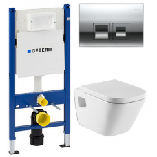 Инсталляция GEBERIT Duofix 458.126.00.1 с панелью смыва Delta 50 115.135.21.1 c подвесным унитазом Roca the GAP A346477000