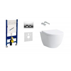 Клмплект: Подвесной ободковый унитаз Laufen Pro  + крышка soft close  +  инсталяция GEBERIT  duofix 4 в 1 (8209560000001+8939563000001+458.161.21.1)