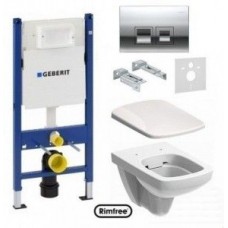 Комплект GEBERIT 458.168.21.1 delta50 + унитаз KOLO NOVA PRO Rimfree с крышкой Duroplast SC