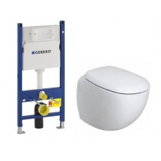 Комплект: Инсталляция GEBERIT Duofix Delta + подвесной унитаз KOLO Ego by Antonio Citterio Rimfree, Reflex + сидение Duroplast soft-close (458.126.00.1+K13122900+K10112000)