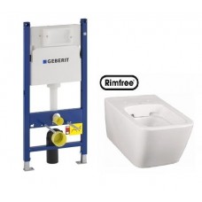 Комплект: Инсталляция GEBERIT Duofix Delta + подвесной унитаз KOLO Life! Rimfree + сидение Duroplast soft-close (458.126.00.1+M23120000+M20112000)