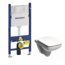 Комплект: Инсталляция GEBERIT Duofix Delta + подвесной унитаз KOLO Nova Pro Rimfree + сидение Duroplast soft-close (458.126.00.1+M39018000)