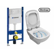 Комплект: Инсталляция GEBERIT Duofix + подвесной унитаз KOLO Style  Rimfree + сидение Duroplast soft-close (458.126.00.1+L23120000+L20112000)