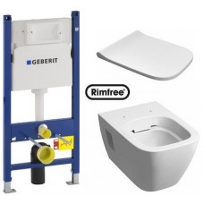 Комплект: MODO Rimfree унитаз подвесной, инсталляция Geberit Duofix 3в1, сидение Duroplast soft-close Slim