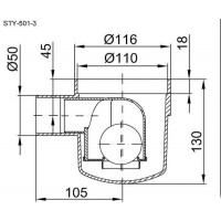 Корпус трапа STYRON STY-501-3 с горизонтальным выпуском сухим сифоном