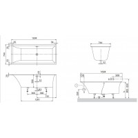 Квариловая прямоугольная ванна Villeroy & Boch Squaro Slimline 170х75 см UBQ170SQS2V-01