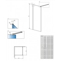 Перегородка для душа RADAWAY Walk-in Modo New II (50), прозрачная, безопасное стекло, 389074-01-01