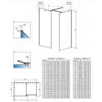 Перегородка для душа RADAWAY Walk-in Modo New III (50/50), прозрачная, безопасное стекло, 389054-01-01 + 389054-01-01