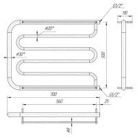 Полотенцесушитель Mario  Фокстрот 530х700/500