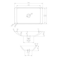 Раковина на столешницу VOLLE Solid surface 595*345*105 mm, каменная, 13-40-859