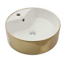 Раковина накладная Newarc Countertop d-47 см бело-золотая  5017GW