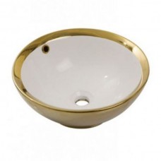 Раковина накладная Newarc Newart countertop d-42 см бело-золотая 5010G-W