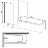 Шторы для ванны Ravak CVS1 - 80 R TRANSPARENT белый профиль