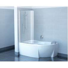 Шторы для ванны Ravak CVSK1 Rosa 140/150 R TRANSPARENT белый профиль