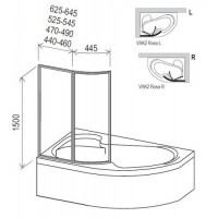 Шторы для ванны Ravak VSK2 ROSA II - 170 R Transparent