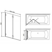 Шторка для ванны RADAWAY Carena PND 130,  202201-101L/R