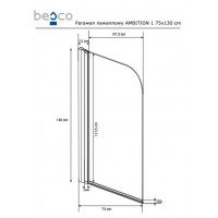 Шторка  одно-элементная  с полосками Besco  PMD ambition -1S 75х130 хром. NAVARA01174