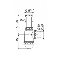 Сифон Alcaplast A443-DN50/40 для мойки с накидной гайкой 6/4