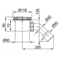 Сифон STYRON STY-401-K душевого поддона Ø90 мм c гидрозатвором, очищаемый, хромированный