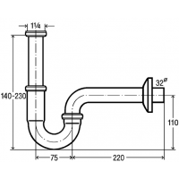 Сифон трубный для раковины VIEGA Plus, хром, 1,1/4x1,1/4
