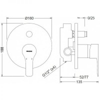 Смеситель для душа GENEBRE K8 встраиваемый с переключателем (61116284566)