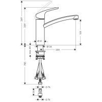 Смеситель для кухни однорычажный Hansgrohe Focus E2 31804000