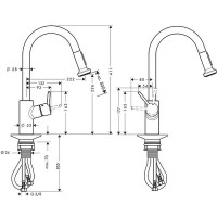 Смеситель для кухни однорычажный  с выдвижным изливом Hansgrohe Focus, 14877000