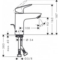 Смеситель для раковины Hansgrohe Logis 100, 71100000