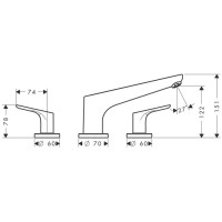 Смеситель для ванны двухвентильный на 3 отверстия Hansgrohe Focus 31935000
