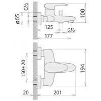 Смеситель Welle Louis для ванны и душа HT23191D