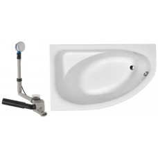 SPRING ванна 160x100 ассиметричная левая в комплекте с сифоном Geberit 150.520.21.1, с ножками