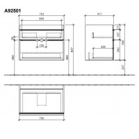 Тумба VILLEROY & BOCH для раковины VENTICELLO 75 см, SANTANA OAK, A92501E1