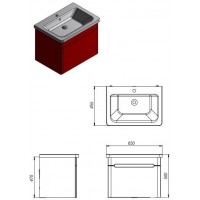 Тумба Ювента Tivoli  TV-65 красный с умывальником Soft-65