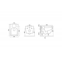 Унитаз подвесной   без ободка в комплекте с сидением Slow closing Excellent Ness Flash-Rim CENL.3504.500.WH белый