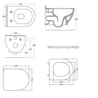 Унитаз подвесной с функцией биде VOLLE OLIVA Rimless, сиденье slim slow-closing, 13-45-165WB