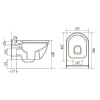Унитаз подвесной VOLLE Solar Rimless, сиденье твердое slim slow-closing, 13-93-363