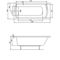 Ванна акриловая прямоугольная ROCA  LINEA  180*80 с ножками A24T058000