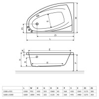 Ванна асимметричная Excellent Aquaria Comfort 150*95 см правая, WAEX.AQP15WH