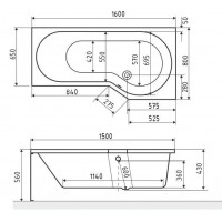 Ванна асимметричная Excellent BeSpot 160*80 см правая, WAEX.BSP16WH